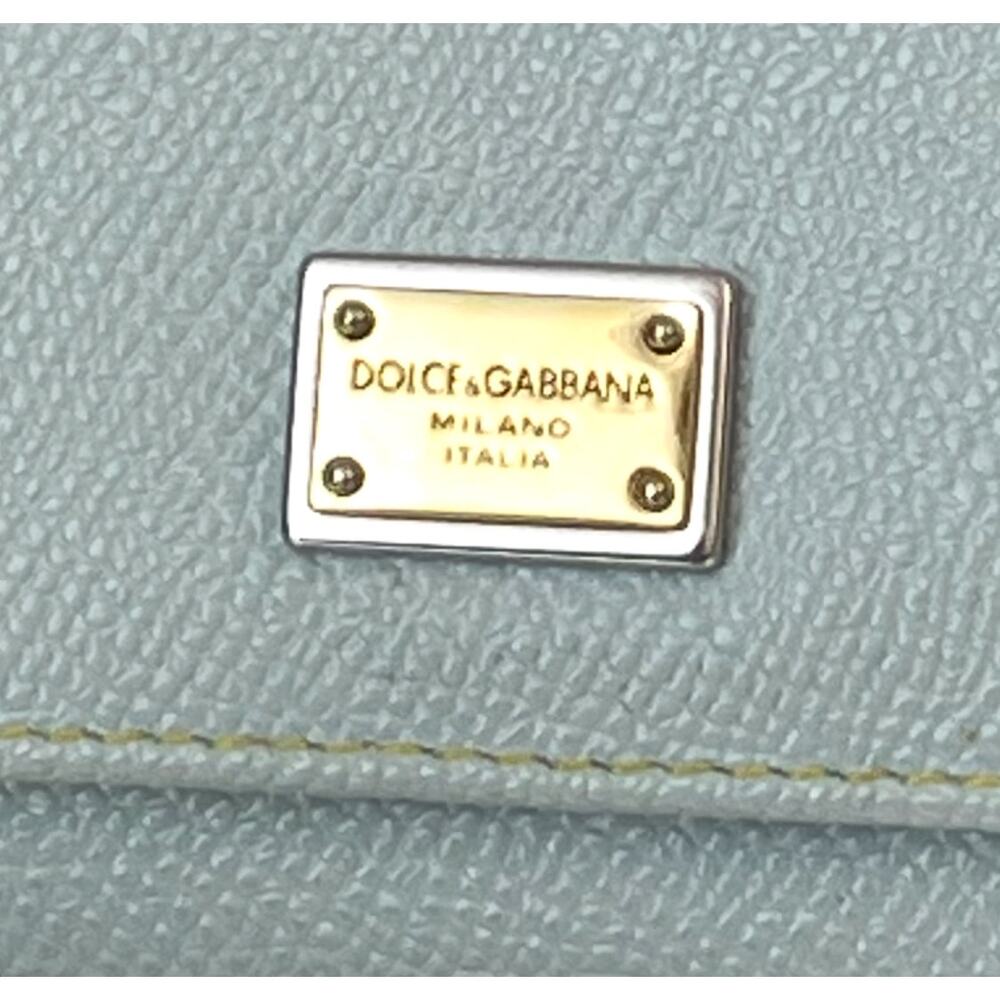 DOLCE & GABBANA Leather Blue Green Sicily Von Bag Cream Interior LIKE NEW - Picture 10 of 10